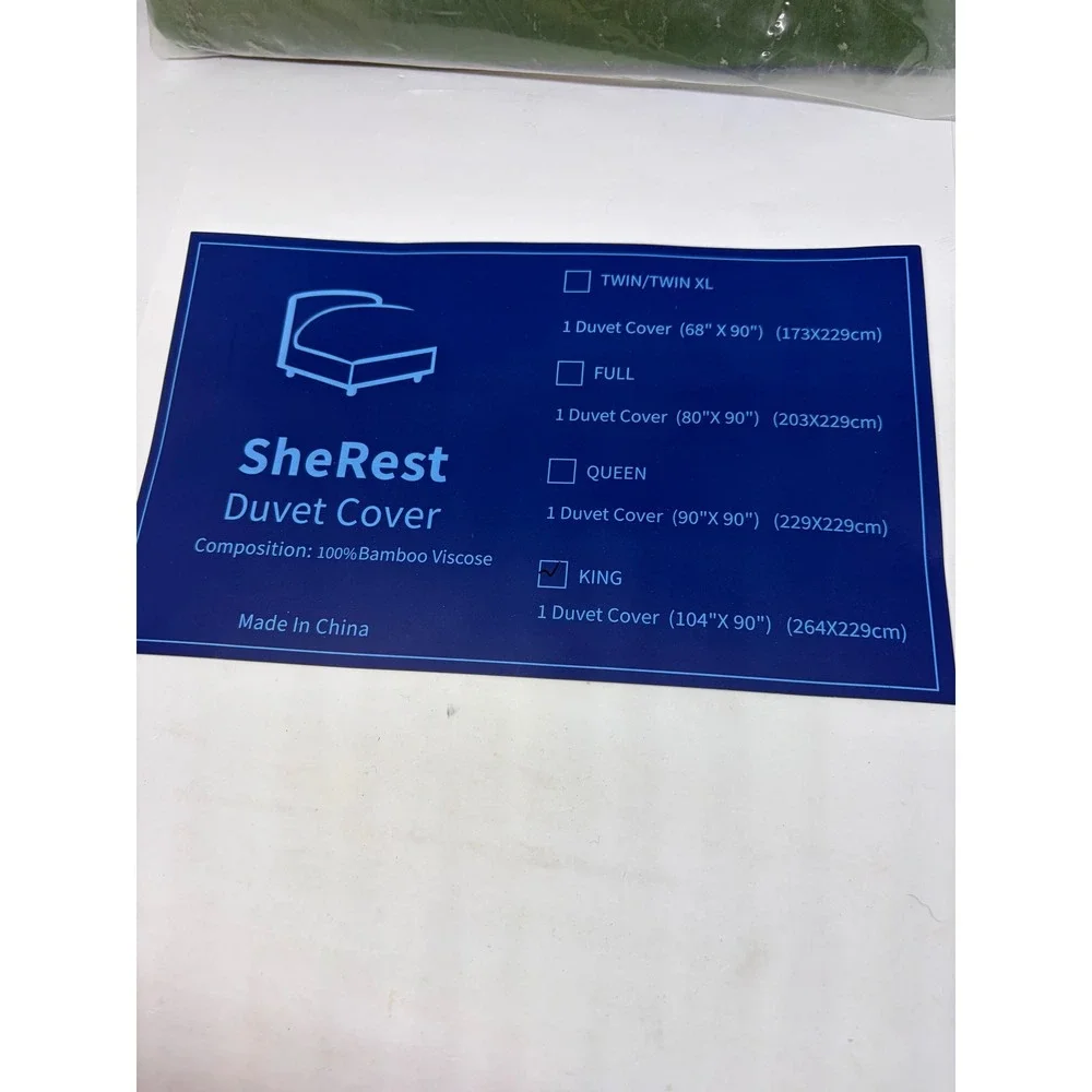 SheRest Duvet Cover King Green New Cooling 100% Bamboo Viscose Solid Bedding